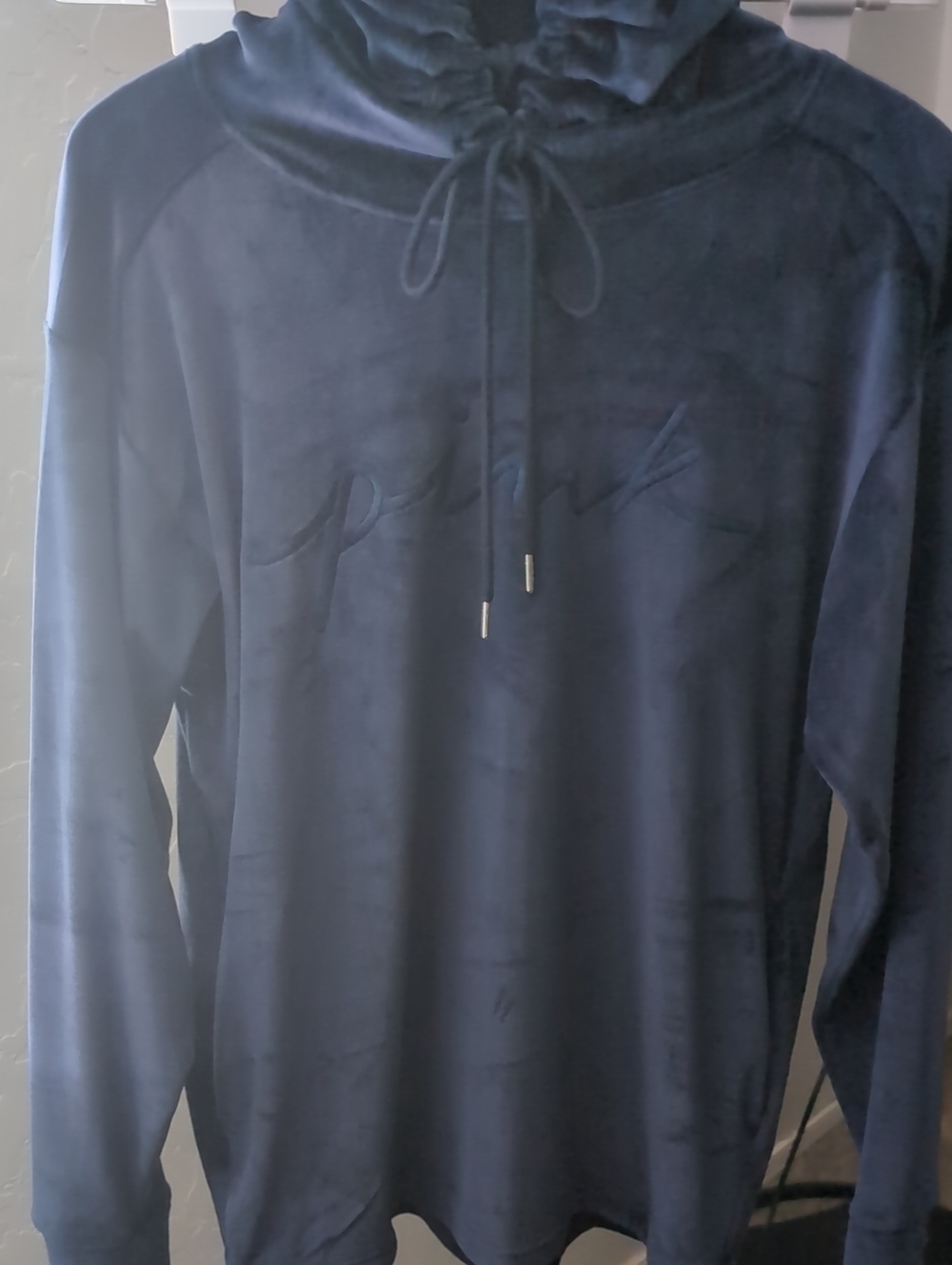 Victoria Secret PINK Navy Blue Velour Pullover Hoodie